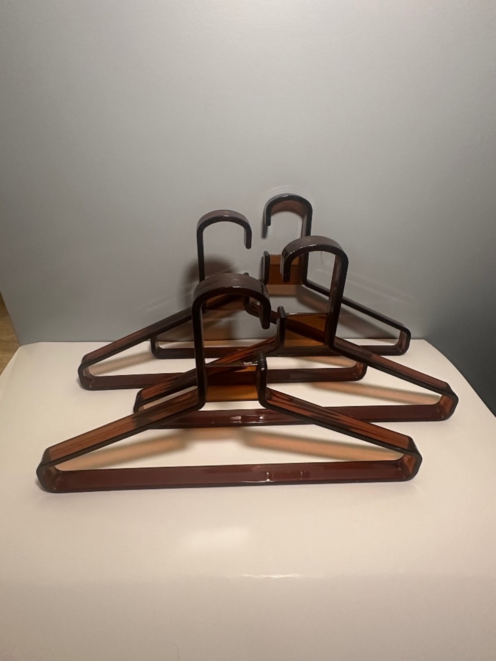 Set of 4 Vintage Karhumuovi Finland Space Age Hangers Amber MCM MK Tuote 17663